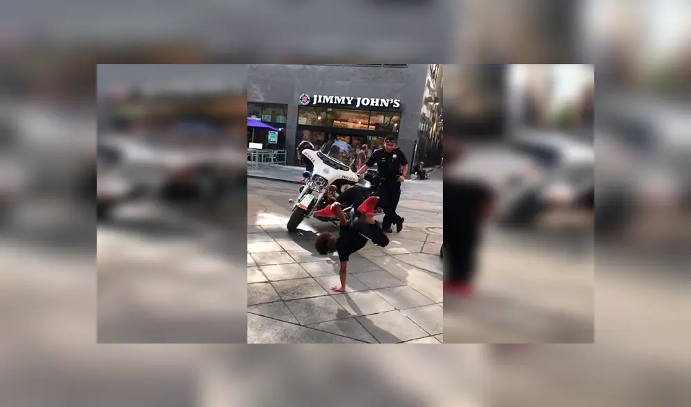 En Facebook, un pequeño quedó impactado con el talento que mostró el policía al aceptar su reto de baile. En Facebook, un pequeño quedó impactado con el talento que mostró el policía al aceptar su reto de baile.