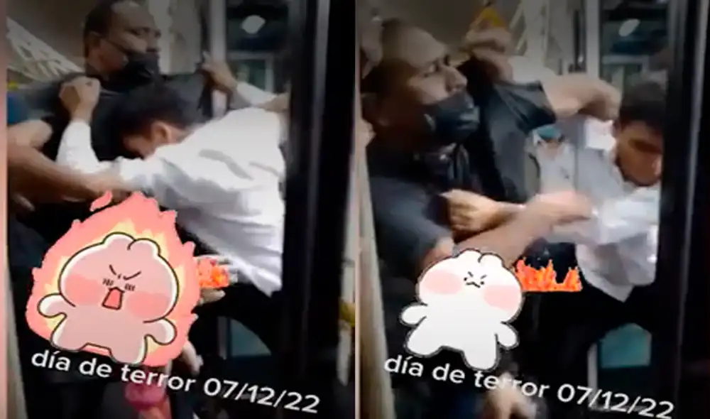 Pasajero de Metropolitano y trabajardor de ATU se agarran a golpe.  VIDEO: Popular
