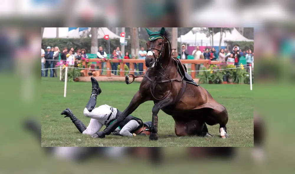 Ruy Leme Da Fonseca sufrió una aparatosa caída durante la competencia ecuestre de Lima 2019. Foto: REUTERS / Guadalupe Pardo