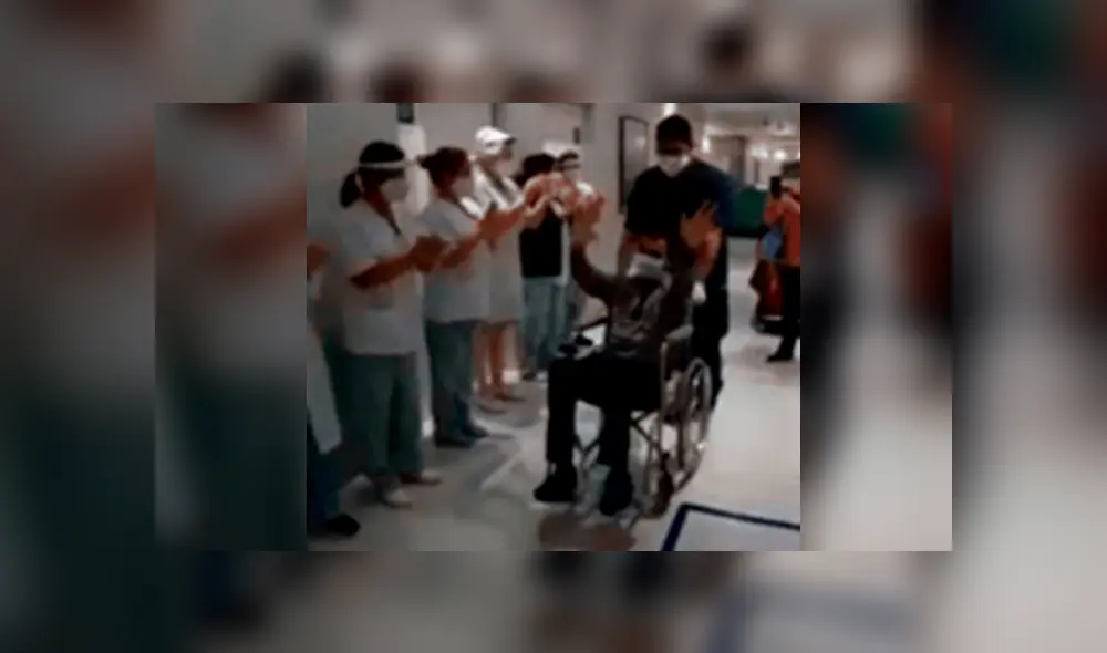 Hombre con COVID-19 permaneció en coma inducido durante 15 días, se recuperó y fue despedido por el personal médico con aplausos. Foto: Captura