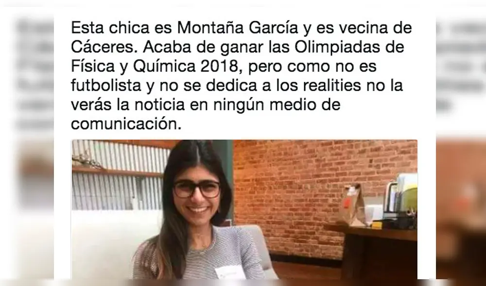 Twitter: Periodista confunde a Mia Khalifa con científica y miles la trolean [FOTOS]