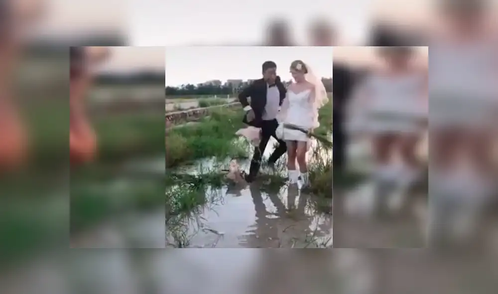 'Misteriosa criatura' arruina fotos de recién casado y el video se hace viral en las redes sociales.