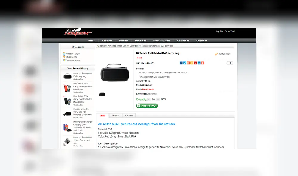 'Nintendo Switch Mini' revelada en tienda de accesorios HonSon.