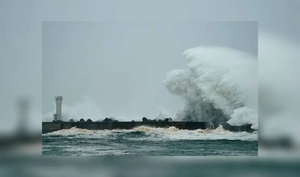 El tifón Hagibis llegó a la costa con olas con enormes olas y vientos de hasta 225 kilómetros por hora. Foto: EPA. El tifón Hagibis llegó a la costa con olas con enormes olas y vientos de hasta 225 kilómetros por hora. Foto: EPA.