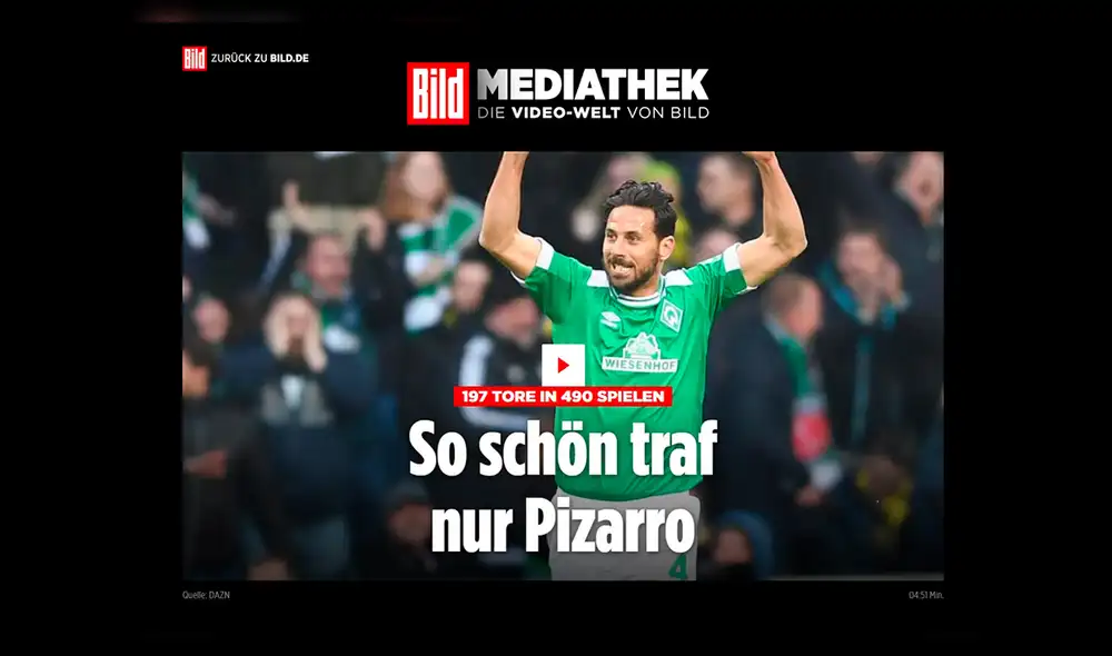 Claudio Pizarro recibe homenaje de prensa internacional tras retirarse del fútbol.