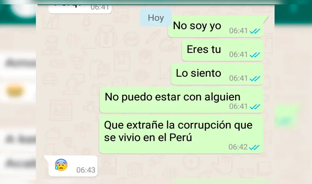 Vía WhatsApp: peruana termina su relación al enterarse que su novio apoya al fujimorismo [FOTOS]