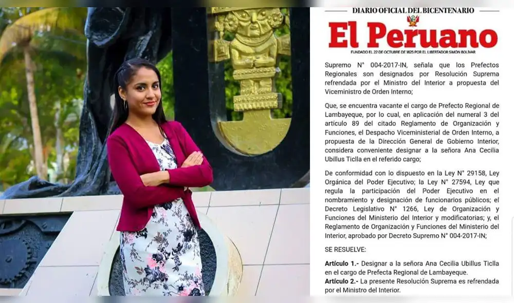 Joven politóloga asume la prefectura regional de Lambayeque Joven politóloga asume la prefectura regional de Lambayeque