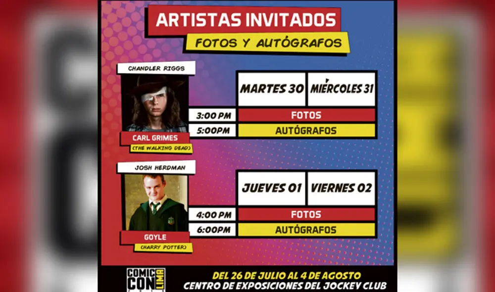 Lista de Artistas invitados a la Comic Con Lima 2019 Lista de Artistas invitados a la Comic Con Lima 2019