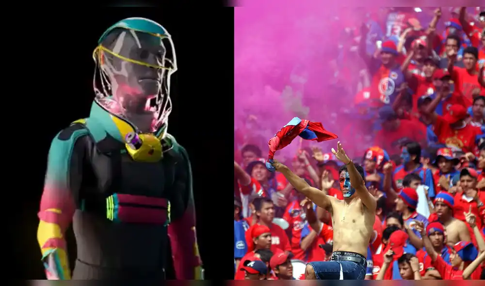 Traje anti-coronavirus para que vuelva el público en los estadio de fútbol. Foto: AFP Traje anti-coronavirus para que vuelva el público en los estadio de fútbol. Foto: AFP