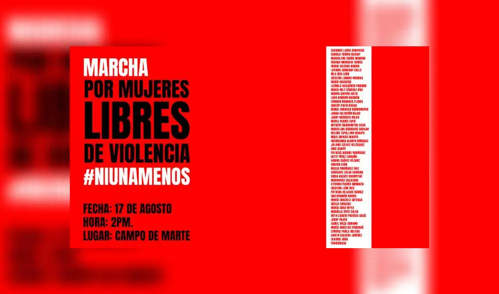 Marcha Ni Una Menos se realizará el 17 de agosto. Créditos: Facebook. Marcha Ni Una Menos se realizará el 17 de agosto. Créditos: Facebook.