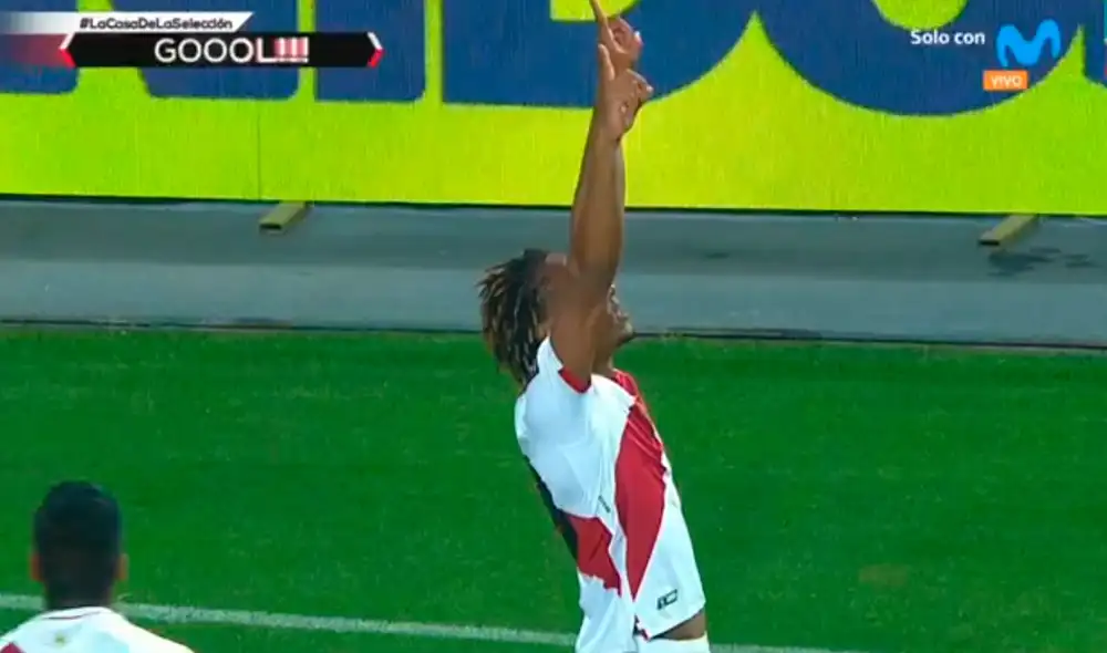 André Carrillo marcó el 1-0 en el Perú vs. Brasil por la fecha 1 de las Eliminatorias Qatar 2022. Foto: Captura de Movistar Deportes
