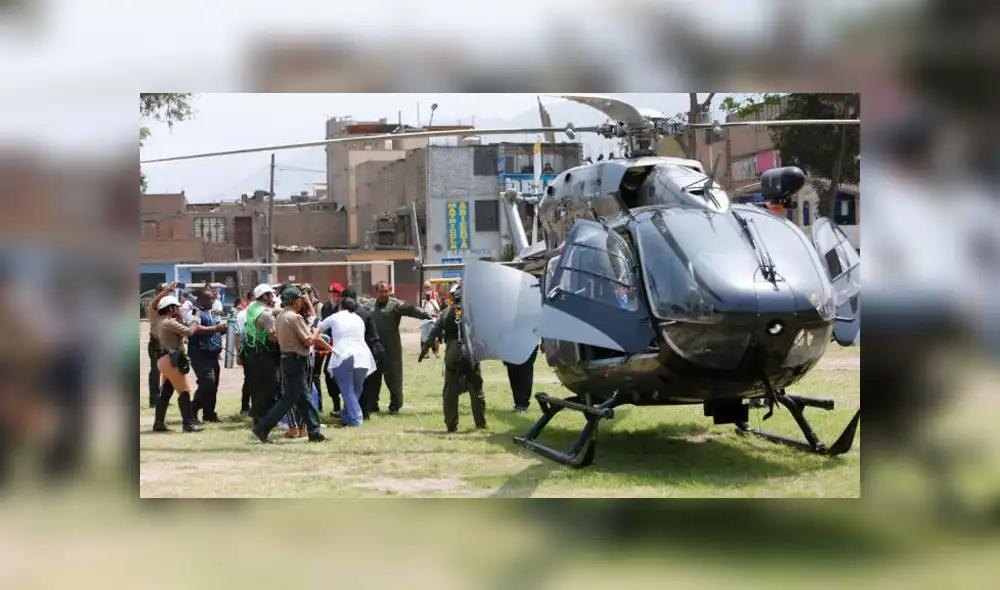 Suboficial herido fue evacuado por un helicóptero al Hospital de la Policía tras una operación en el que se les extrajo las balas del cuerpo. (Foto: Marco Cotrina)