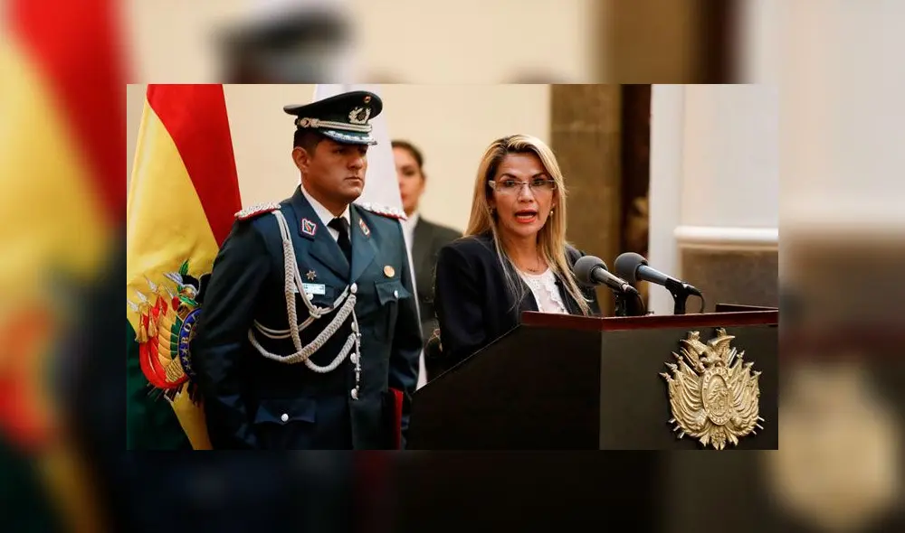 Discurso de la presidenta interina de Bolivia, Jeanine Añez. Foto: difusión Discurso de la presidenta interina de Bolivia, Jeanine Añez. Foto: difusión
