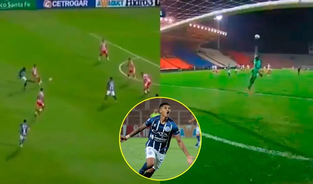 Wilder Cartagena marcó su primer golazo con Godoy Cruz en la Superliga Argentina. | Foto: Fox Sports