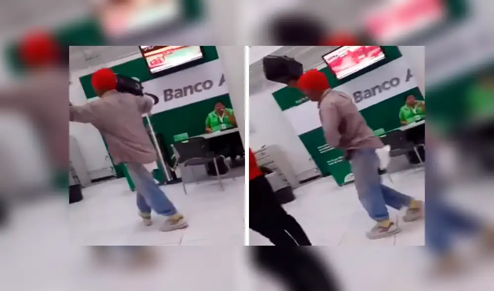 Facebook viral: vagabundo roba parlante de tienda y entra a banco bailando [VIDEO] 