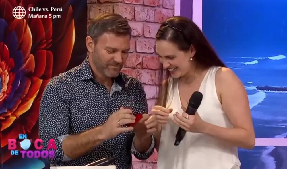 Emilia Drago es sorprendida por Diego Lombardi en En boca de todos. Foto: captura América TV