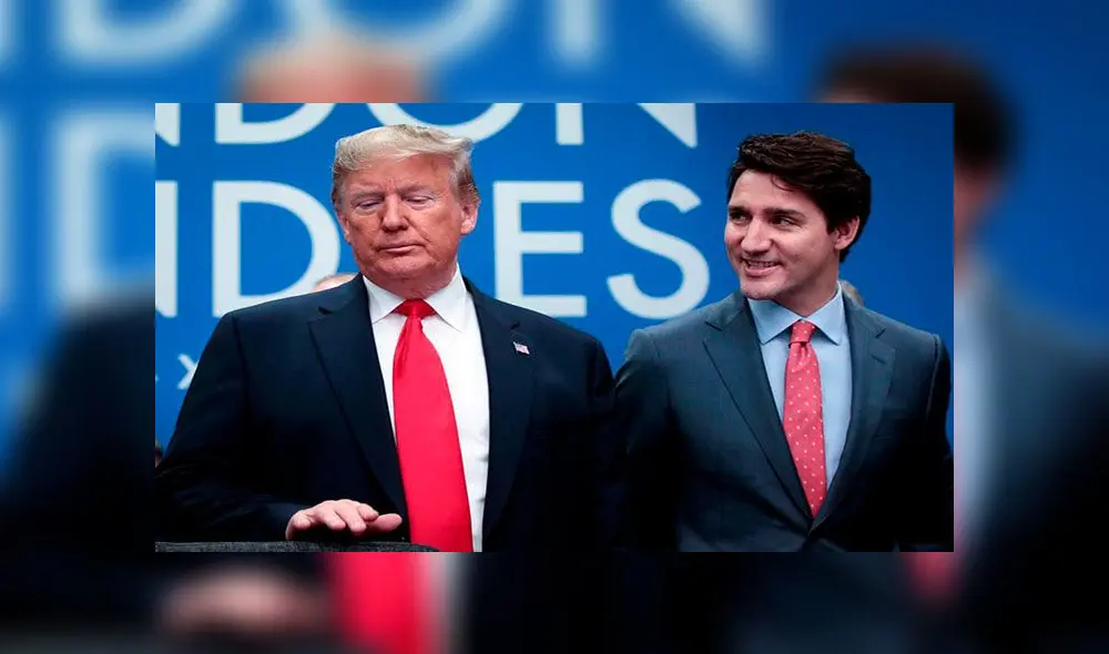 En un video supuestamente Justin Trudeau (d) se mofa de Donald Trump por una dilatada rueda de prensa. Foto: EFE