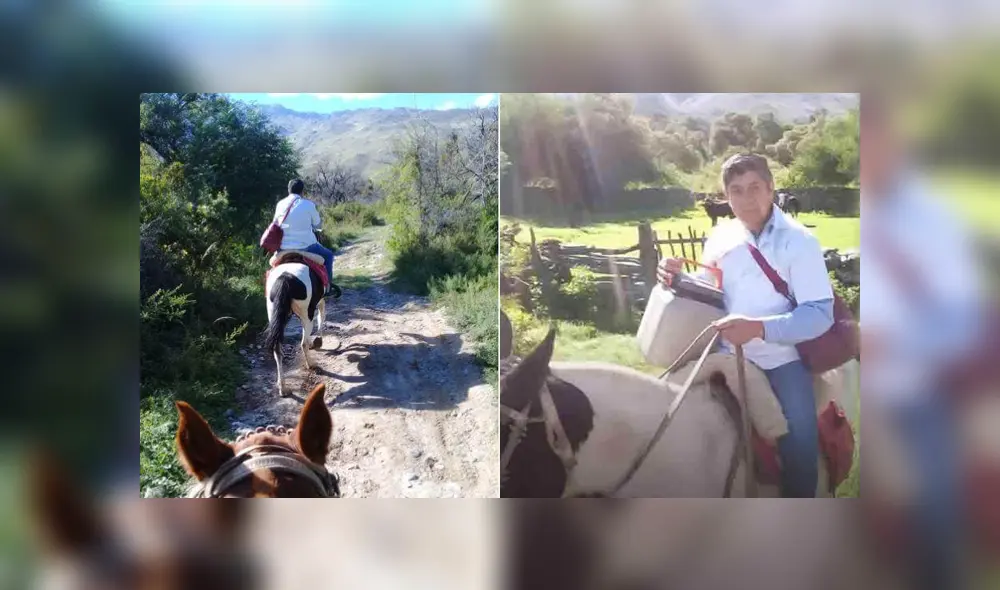 Un enfermero va a caballo a las casas de los adultos mayores para llevar vacunas antigripales. Foto: Todo Noticias Un enfermero va a caballo a las casas de los adultos mayores para llevar vacunas antigripales. Foto: Todo Noticias
