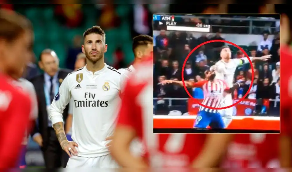 Sergio Ramos le aplicó descomunal codazo a Diego Costa en la Supercopa de Europa [VIDEO]