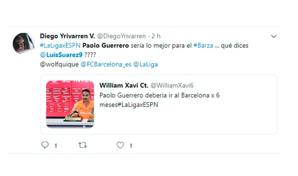 Paolo Guerrero: hinchas del Barcelona eligen al peruano como remplazo de Luis Suárez. Paolo Guerrero: hinchas del Barcelona eligen al peruano como remplazo de Luis Suárez.