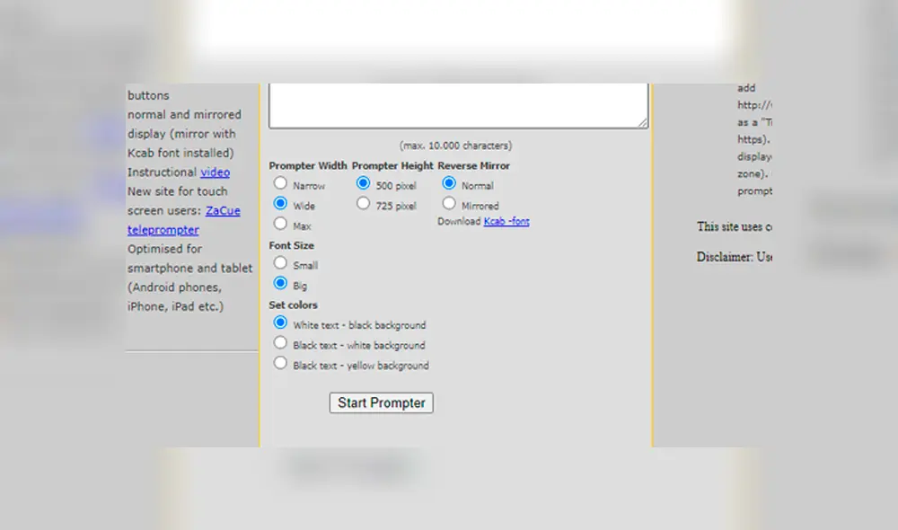 2. En la parte inferior verás varias opciones. Pulsa Start Prompter para iniciar Foto: Captura.