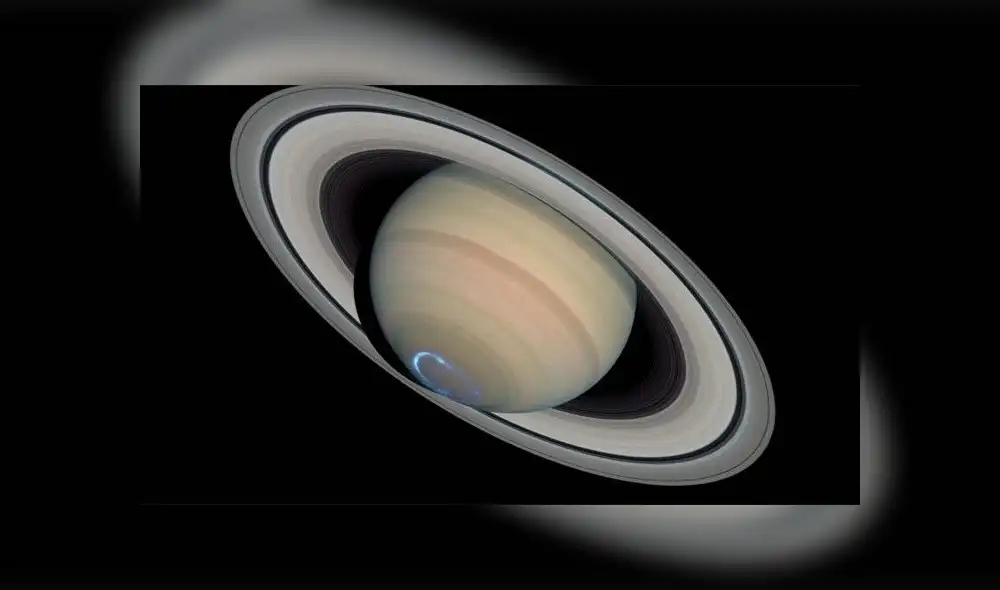 Aurora austral de Saturno. Imagen: NASA.