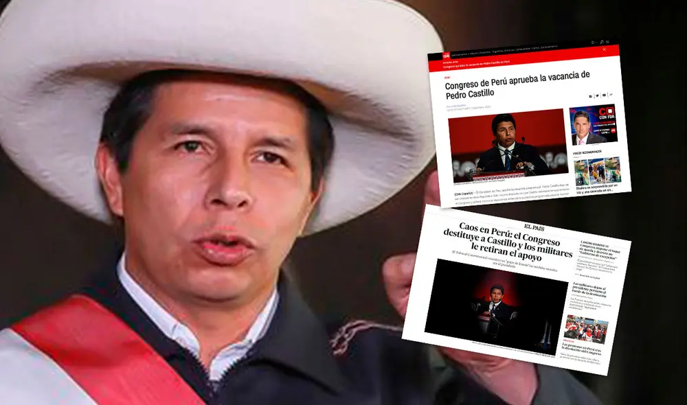 El Congreso destituye a Pedro Castillo. Medios del mundo informan de su vacancia. Foto: composición/LR