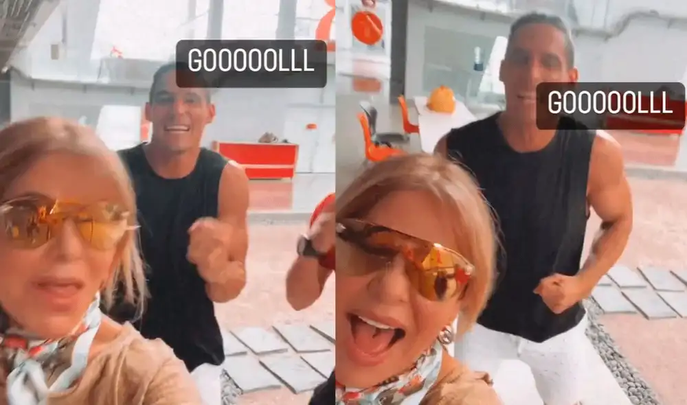 Facundo González y Gisela Valcárcel felices por el gol de Argentina. Foto: composición LR/Instagram/Gisela Valcárcel