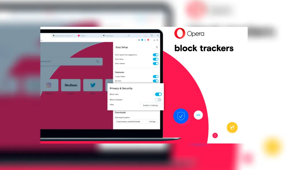 Opera ahora mostrará la lista de rastreadores que nos siguen en la web.
