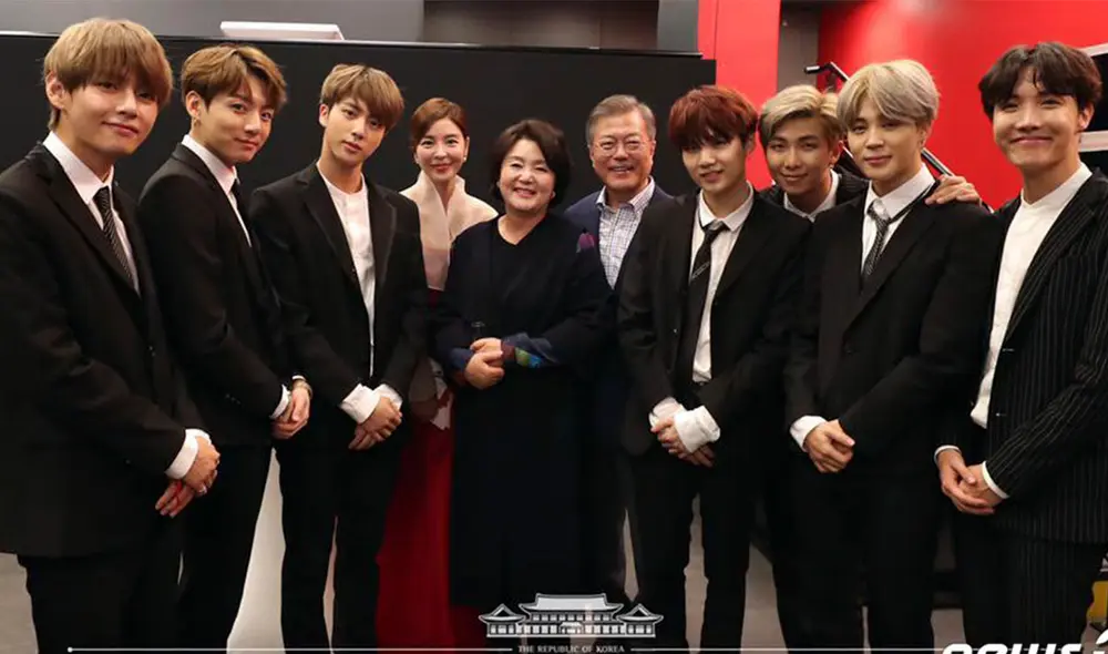 BTS junto a la pareja presidencial de Corea del Sur. Foto: Yonhap