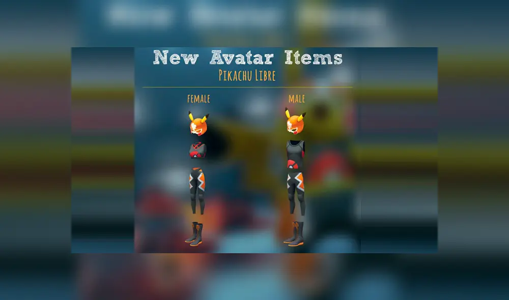 Así serán los trajes inspirados en Pikachu Libre para los avatares de Pokémon GO.