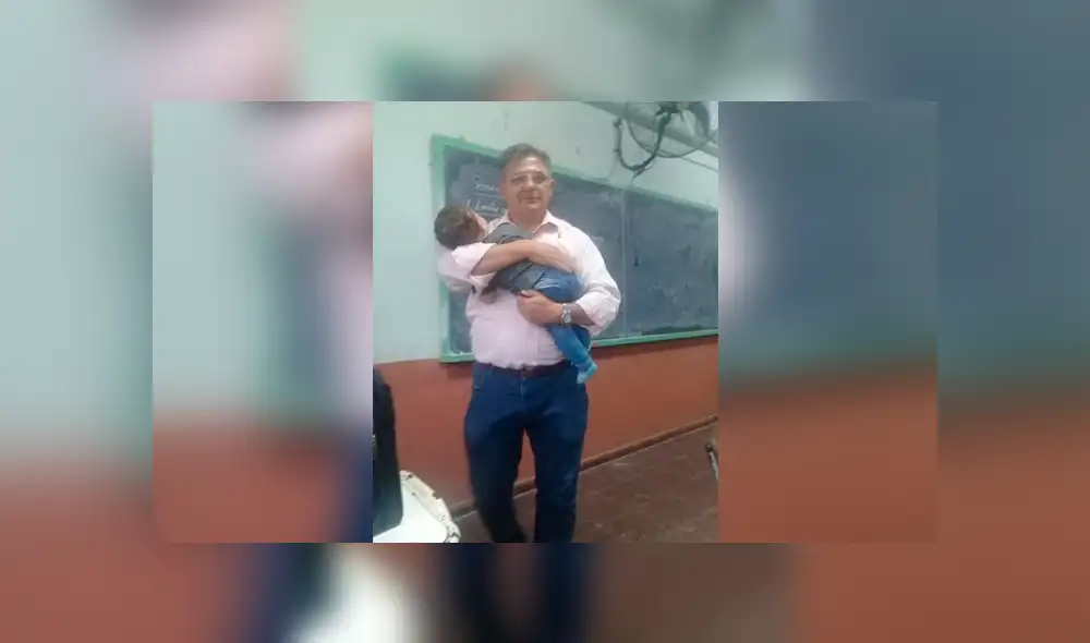 Facebook viral: profesor que dictó clases cargando al bebé de una alumna es admirado en redes [FOTOS]