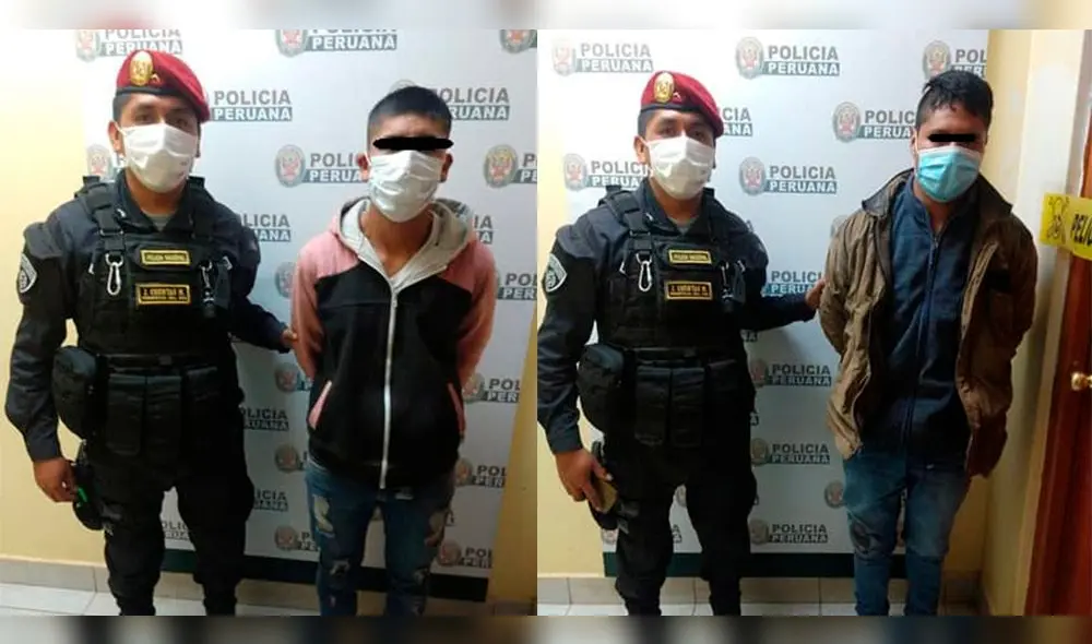 Los ladrones quedaron detenidos para ser investigados como autores del delito contra el patrimonio en la modalidad de hurto agravado. Foto: Policía Nacional del Perú.