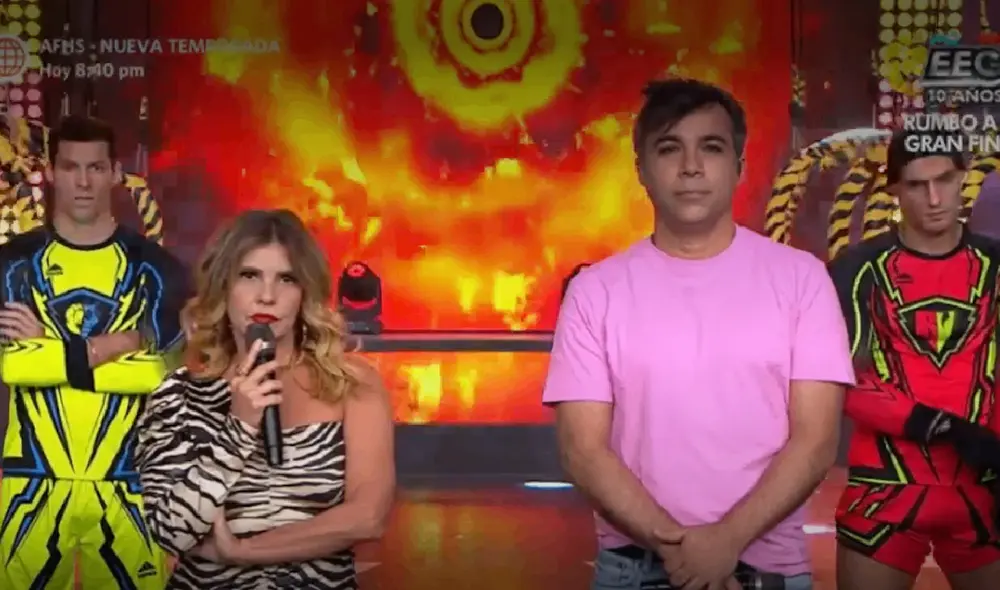 Johanna San Miguel y Renzo Schuller lideran el programa de "Esto es guerra". Foto: Screenshot de "Esto es guerra" Johanna San Miguel y Renzo Schuller lideran el programa de "Esto es guerra". Foto: Screenshot de "Esto es guerra"