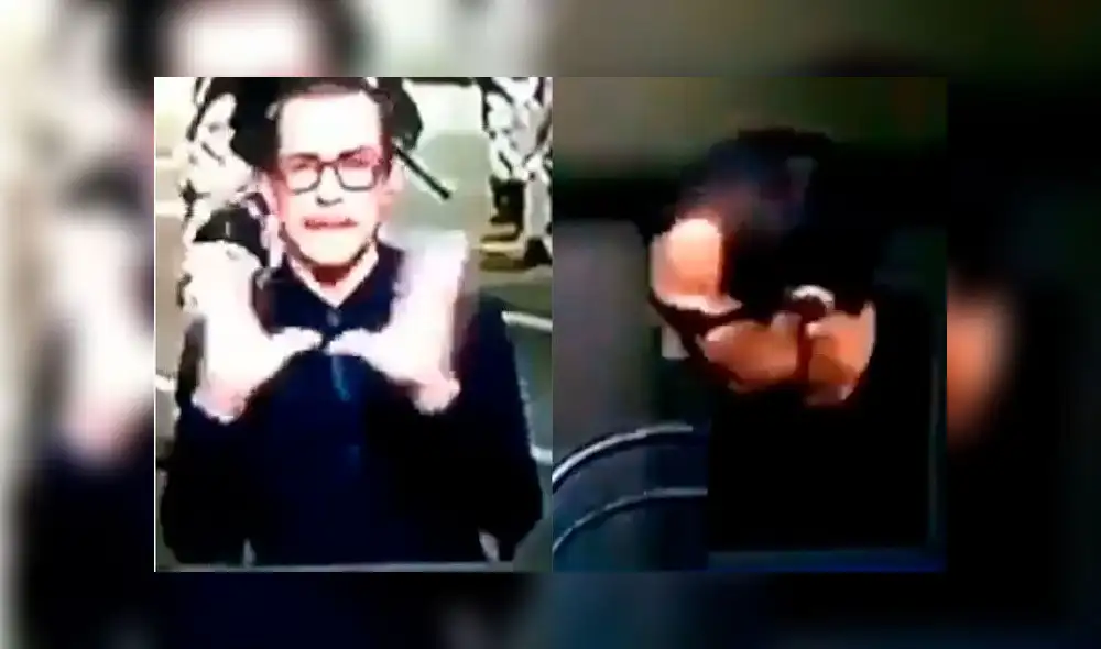 El momento en que el trabajador se despide y se marcha del set. Captura de video.