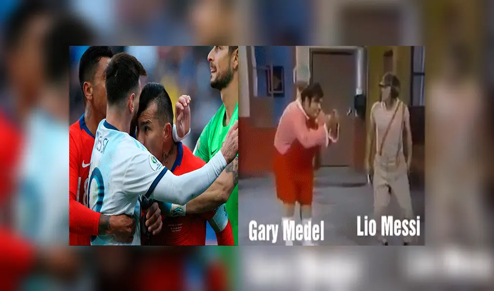 El delantero argentino y el defensa chileno fueron expulsados por un altercado que ya ha sido parodiado en Facebook, donde es viral.