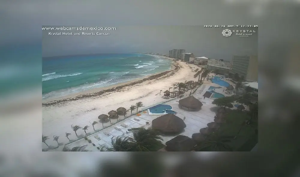 Vista desde el hotel Krystal en la turística Cancún. Foto: Webcams de México Vista desde el hotel Krystal en la turística Cancún. Foto: Webcams de México