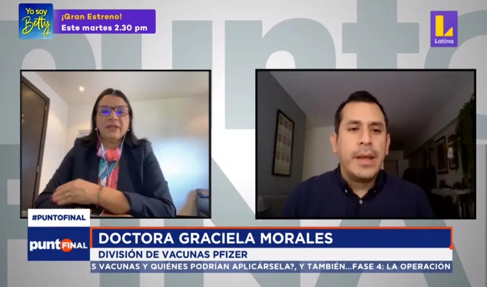 Doctora reafirmó que el el producto farmacéutico elaborado de Pfizer tiene un 95% de efectividad comprobada. Foto: captura de Punto Final
