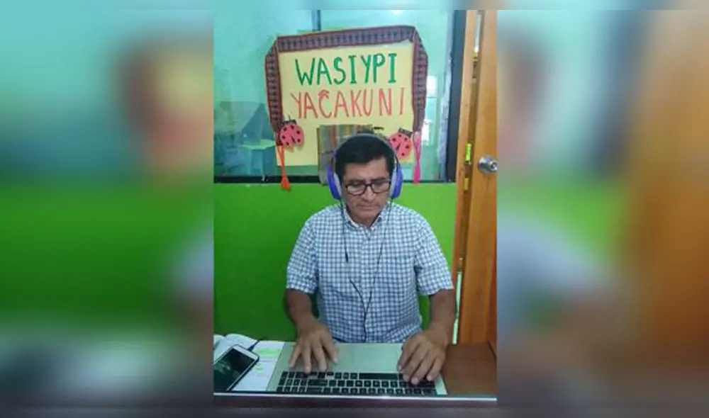 El maestro lidera un grupo de colegas que maneja el quechua y ellos realizan esta producción para que sea difundida en más de 20 radios educativas