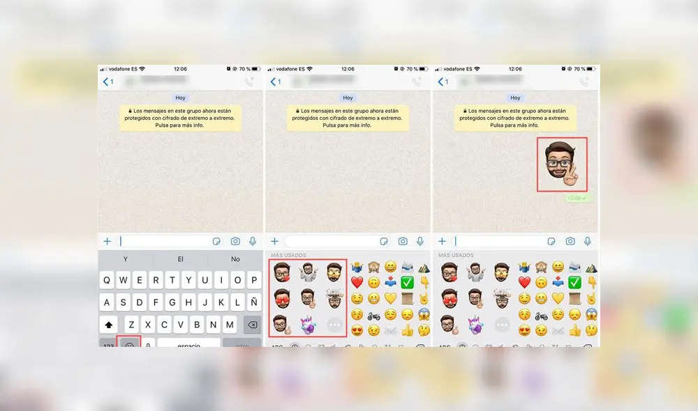 El memoji se enviará como cualquier sticker y tus contactos lo verán como tal