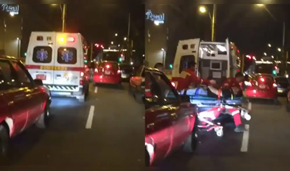 Cercado: Bomberos llevaron a herido por las calles porque autos no daban paso a ambulancia