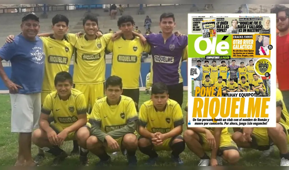 Club Juan Román Riquelme de Trujillo en noticia en diario Olé al llevar nombre de ídolo de Boca Juniors.