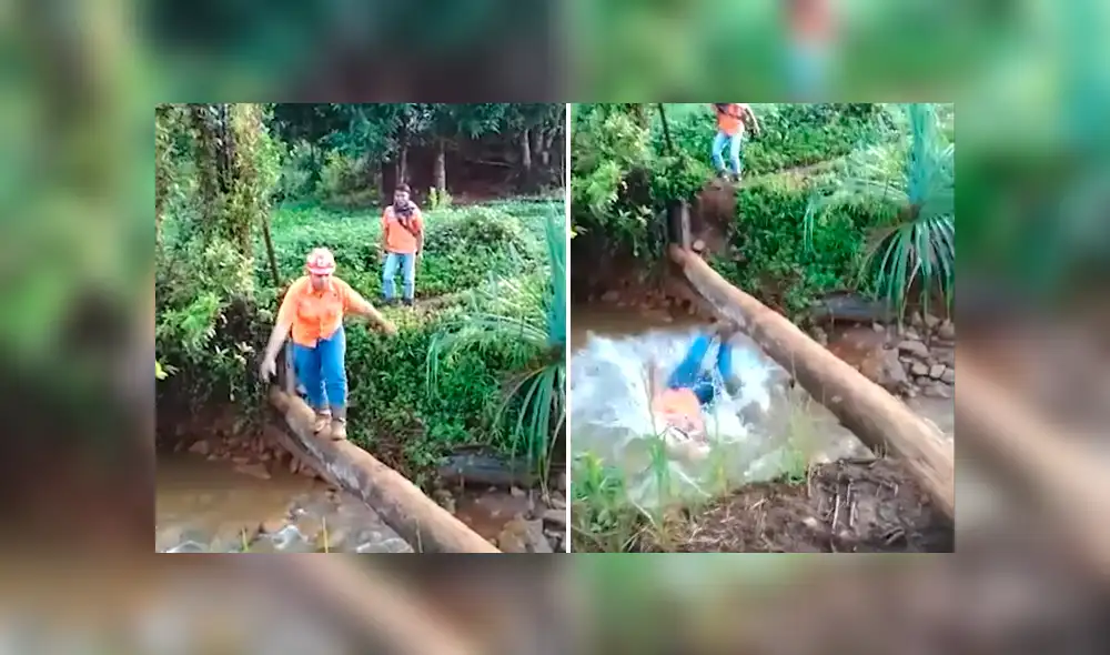 YouTube: hombre cruza río y termina recreando la famosa 'caída de Edgar' [VIDEO]