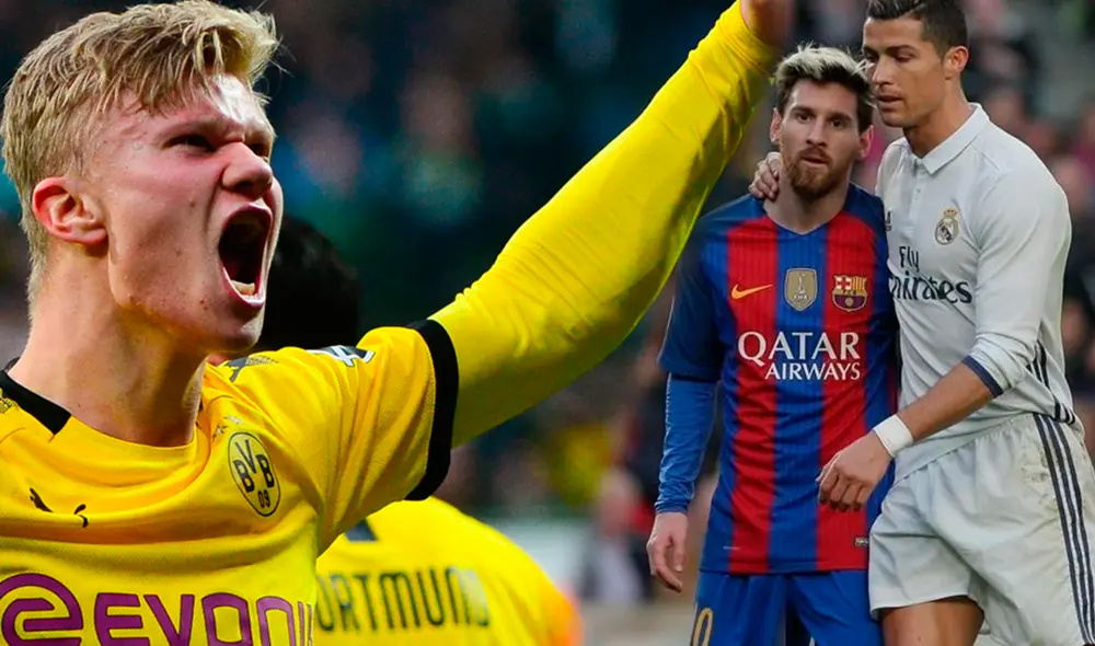 A los 19 años, Erling Haaland se está convirtiendo en el nuevo rey del fútbol, que en los últimos años ha visto en la cima a Lionel Messi y Cristiano Ronaldo. (FOTO: Composición GLR). A los 19 años, Erling Haaland se está convirtiendo en el nuevo rey del fútbol, que en los últimos años ha visto en la cima a Lionel Messi y Cristiano Ronaldo. (FOTO: Composición GLR).
