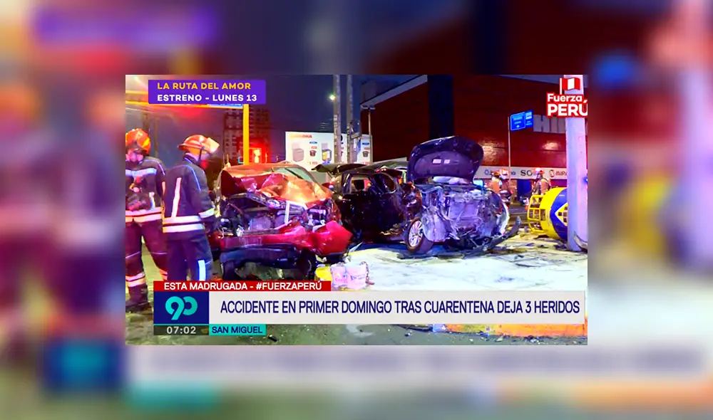 Los tres pasajeros de la van y el conductor de la camioneta guinda presentaron heridas en la cabeza y el cuerpo. (Foto: Captura Latina)