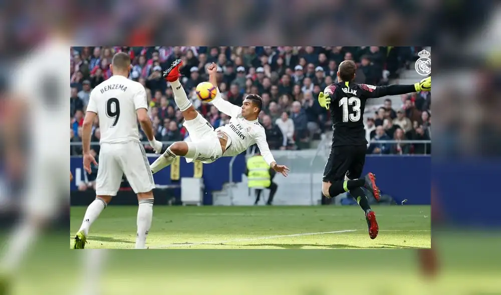 Real Madrid vs Atlético de Madrid EN VIVO: espectacular 'chalaca' de Casemiro para el 1-0 [VIDEO]