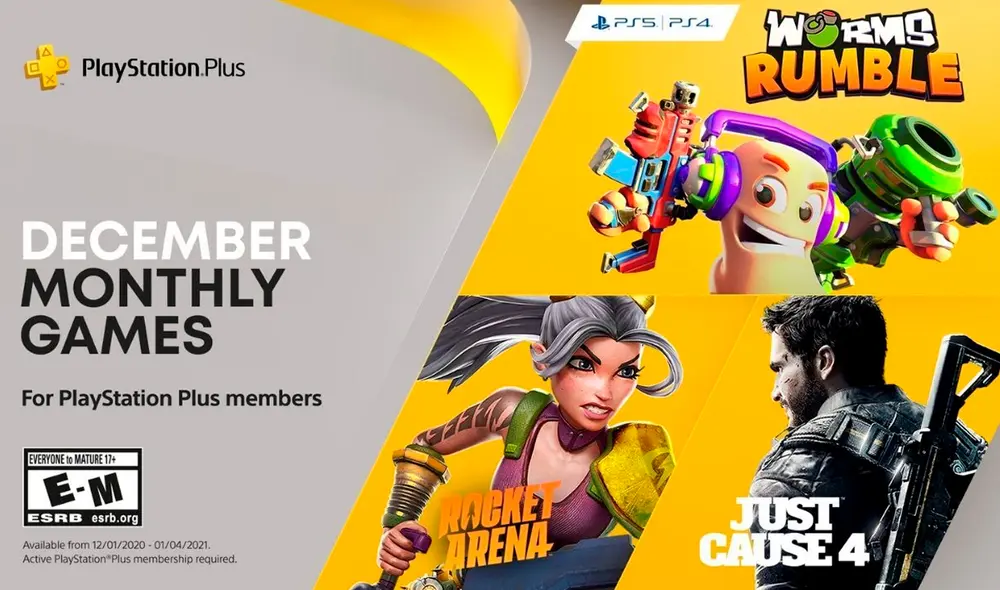 Rocket Arena, Worms Rumble y Just Cause 4 solo se podrán descargar gratis si se tiene una suscripción activa a PlayStation Plus en PS4 o PS5. Foto: PlayStation