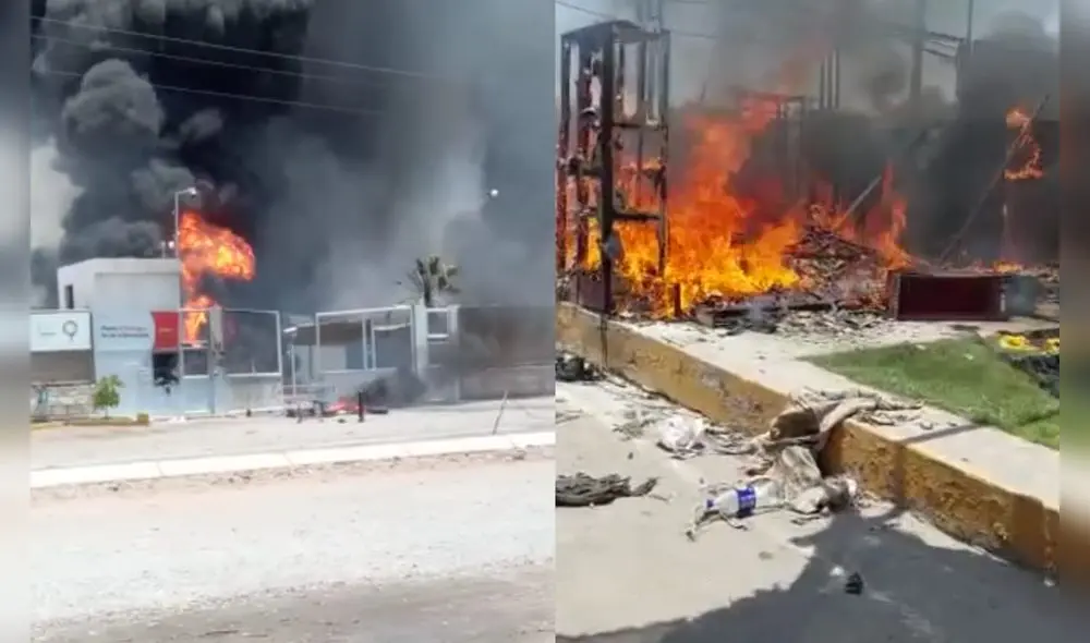 vándalos queman empresa Danper en Arequipa. Foto captura majes Reporteros. vándalos queman empresa Danper en Arequipa. Foto captura majes Reporteros.