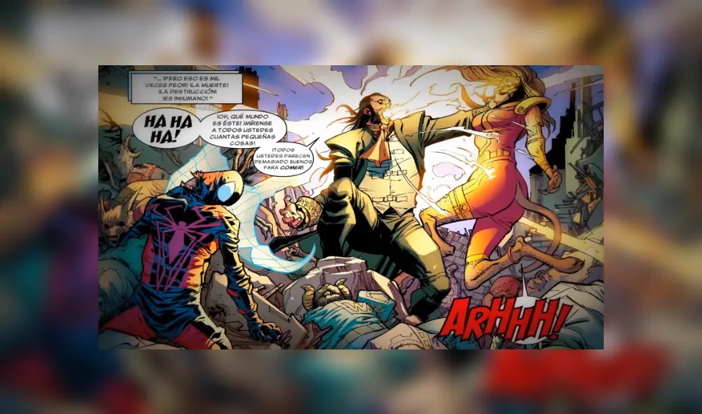 Muerte del Spiderman que salió en la serie 'El Hombre Araña sin límites'. Foto: Captura.