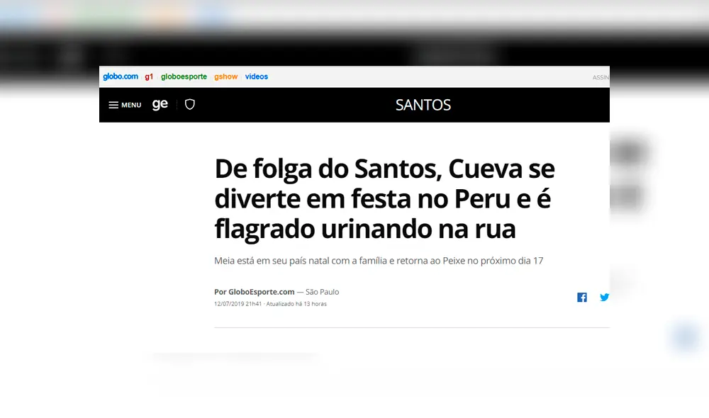 Un reconocido medio brasileño informó sobre el último episodio que protagonizó Christian Cueva.